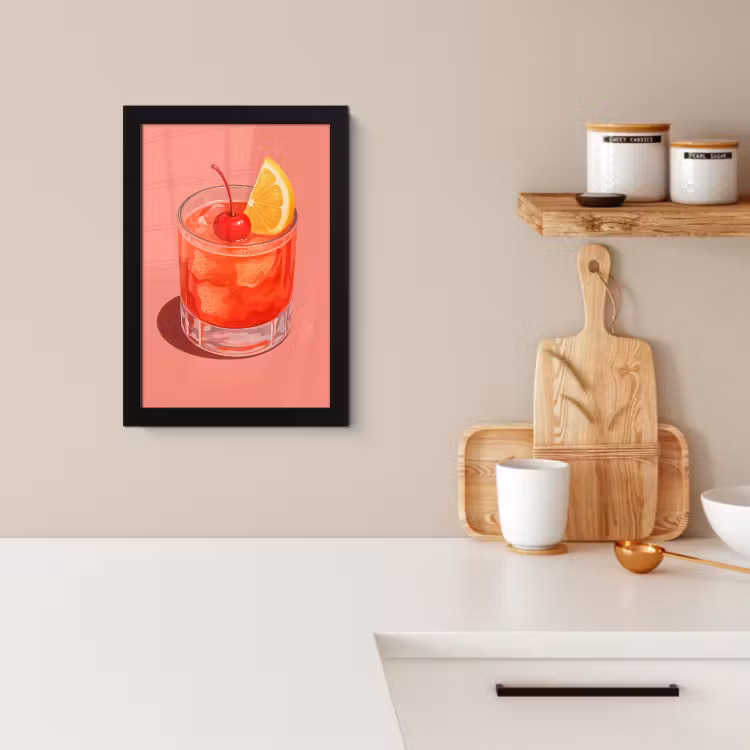 Cuadros enmarcados - Vaso - Cubitos de hielo - Limón - Cereza — 2