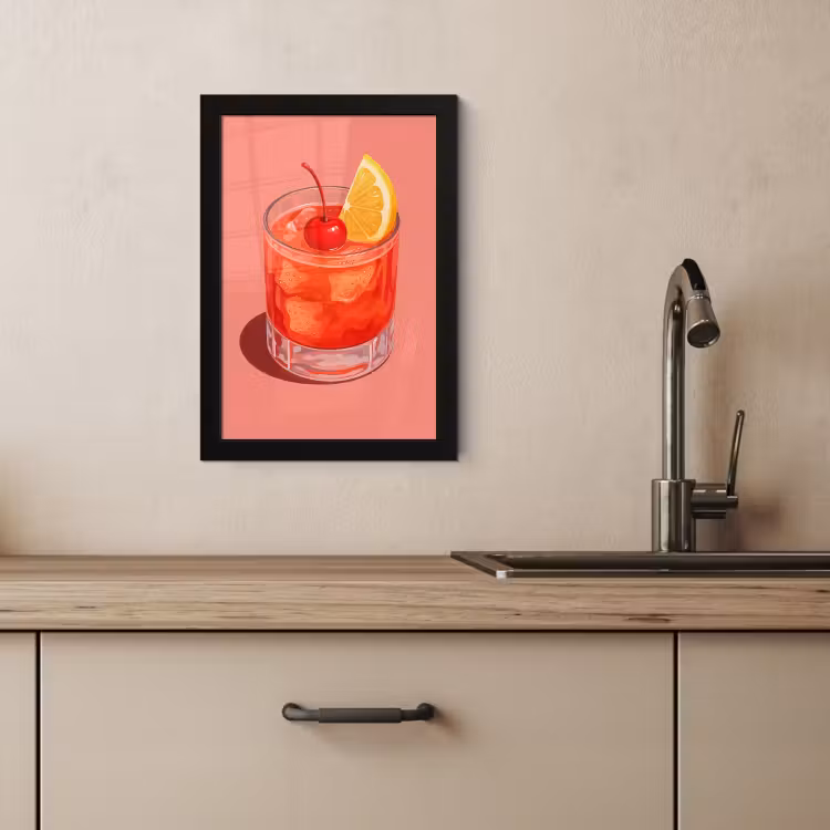 Cuadros enmarcados - Vaso - Cubitos de hielo - Limón - Cereza — 4