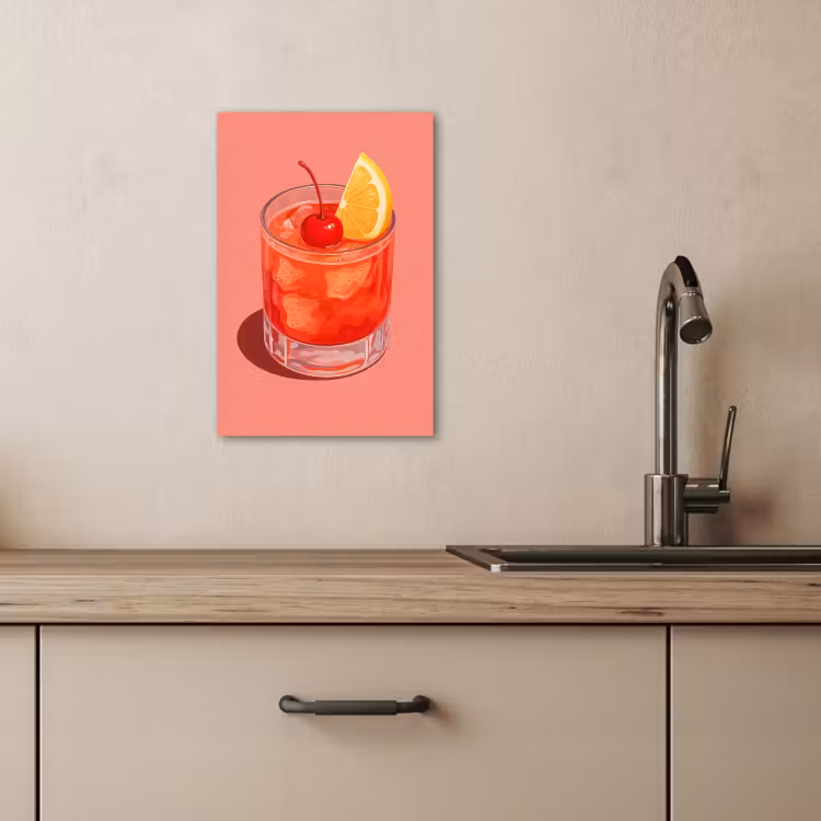 Lienzos decorativos - Vaso - Cubitos de hielo - Limón - Cereza — 1