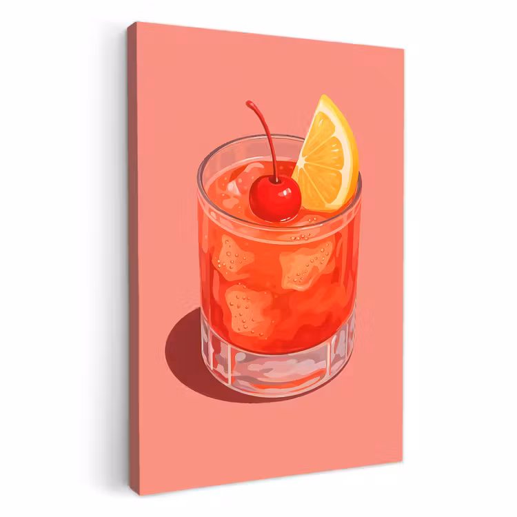 Lienzos decorativos - Vaso - Cubitos de hielo - Limón - Cereza — 3