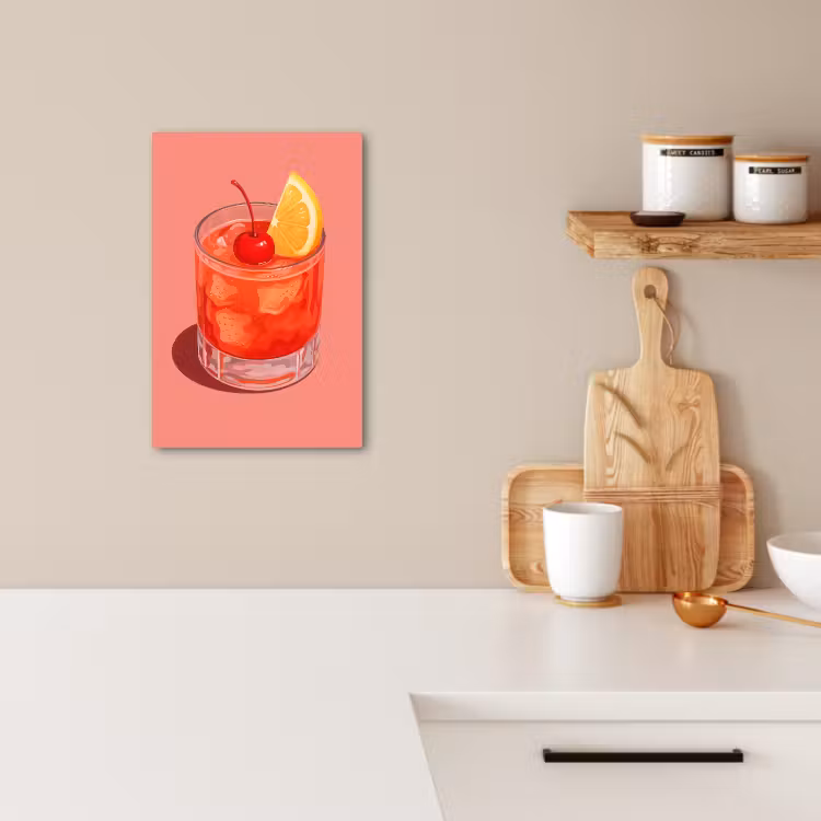 Lienzos decorativos - Vaso - Cubitos de hielo - Limón - Cereza — 4