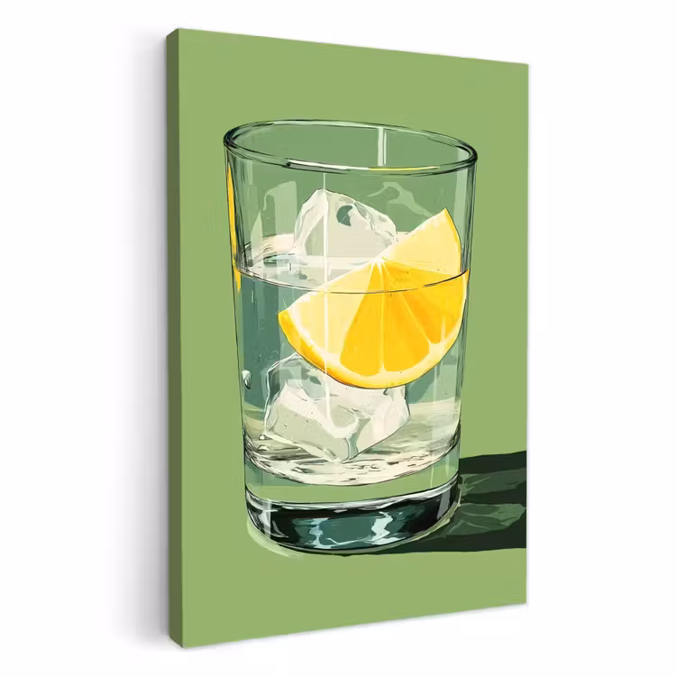 Lienzos decorativos - Vaso - Limón - Cubitos de hielo - Verde — 2