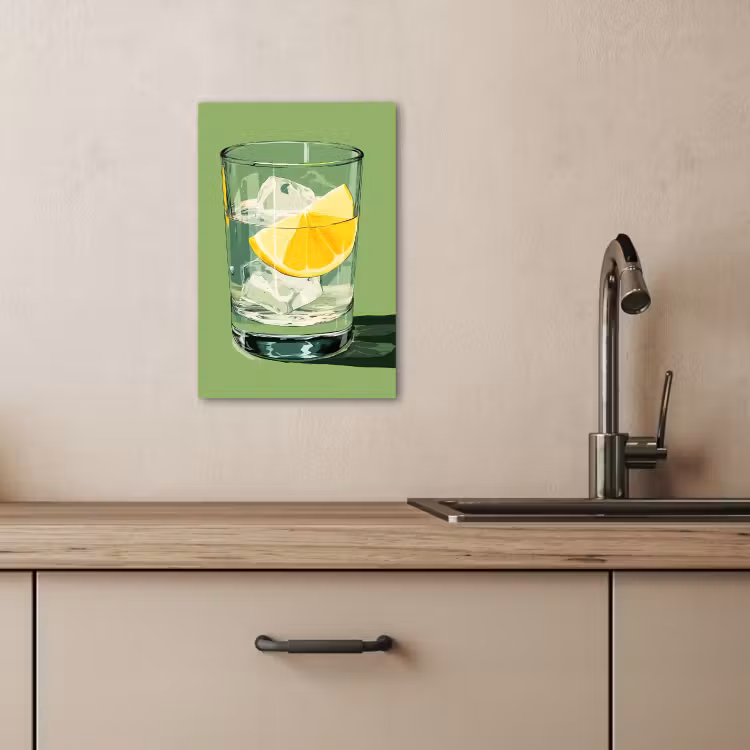 Lienzos decorativos - Vaso - Limón - Cubitos de hielo - Verde — 4