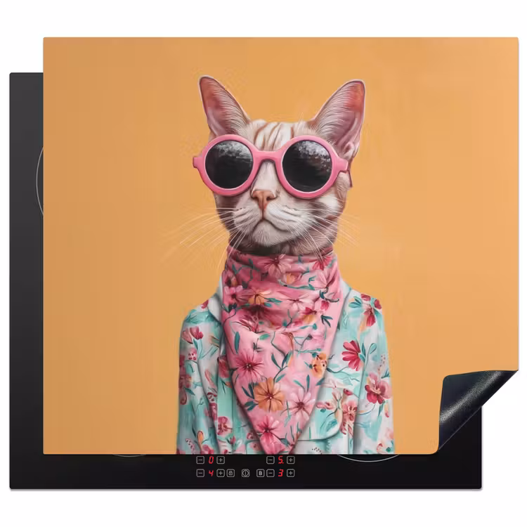 Protector de inducción - Gafas de sol - Gato - Pañuelo - Flores — 1