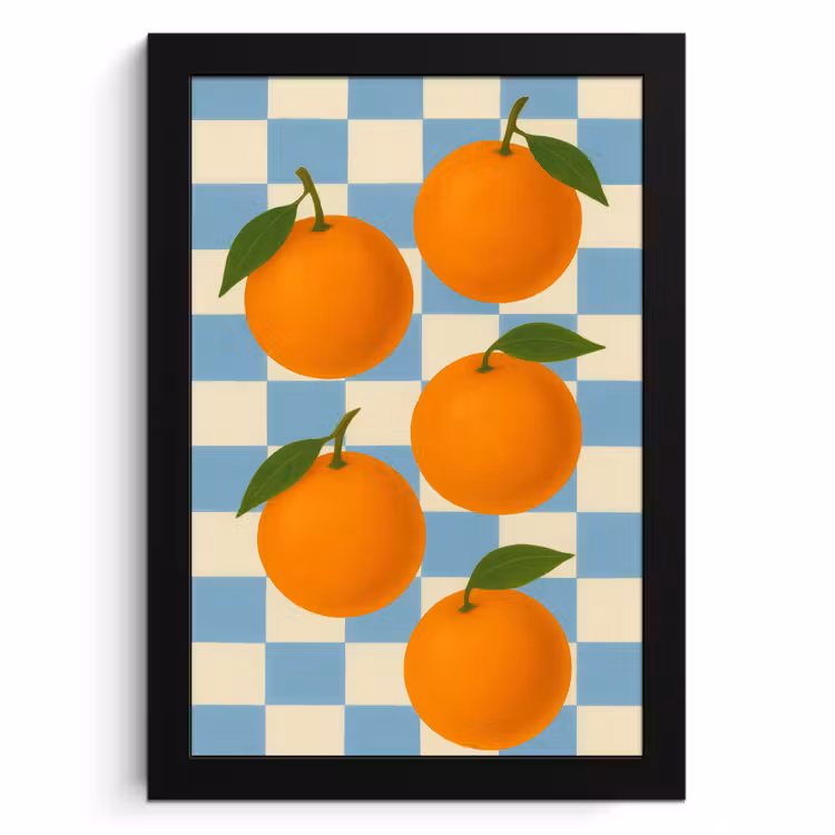 Cuadros enmarcados - Naranjas - Hojas - Bloqueado - Azul — 1