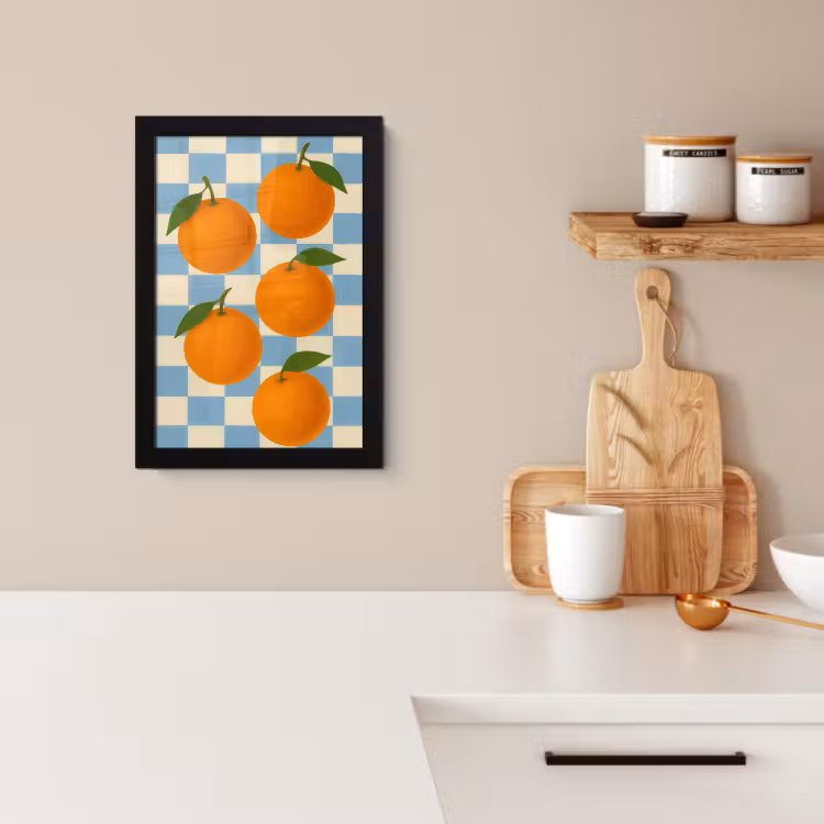 Cuadros enmarcados - Naranjas - Hojas - Bloqueado - Azul — 2