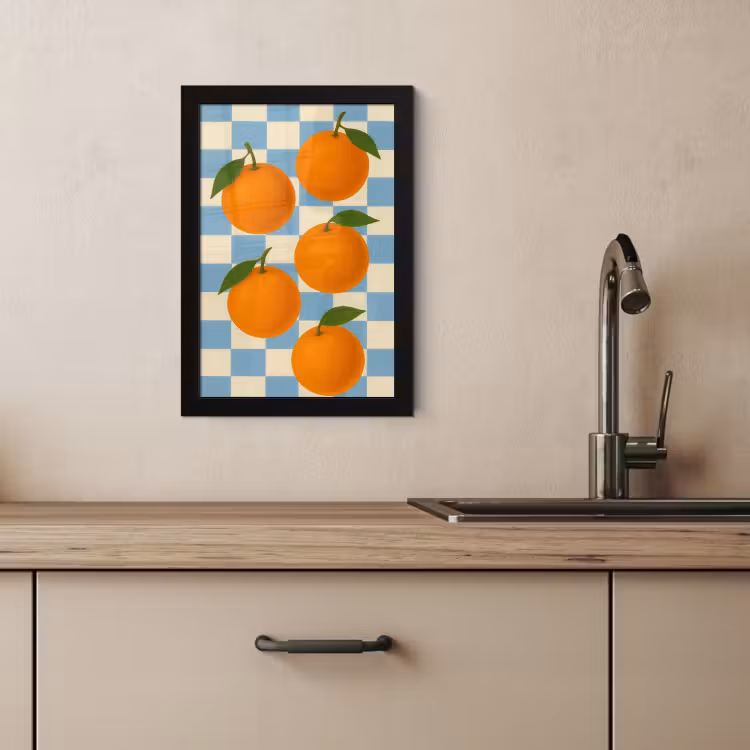 Cuadros enmarcados - Naranjas - Hojas - Bloqueado - Azul — 3