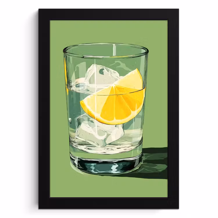 Cuadros enmarcados - Vaso - Limón - Cubitos de hielo - Verde — 1