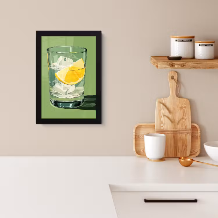 Cuadros enmarcados - Vaso - Limón - Cubitos de hielo - Verde — 2