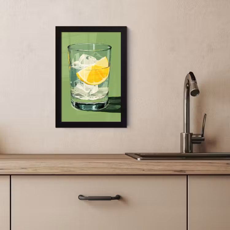 Cuadros enmarcados - Vaso - Limón - Cubitos de hielo - Verde — 3