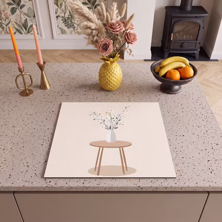 Protector de inducción - Jarrón - Flores - Margaritas - Beige — 3