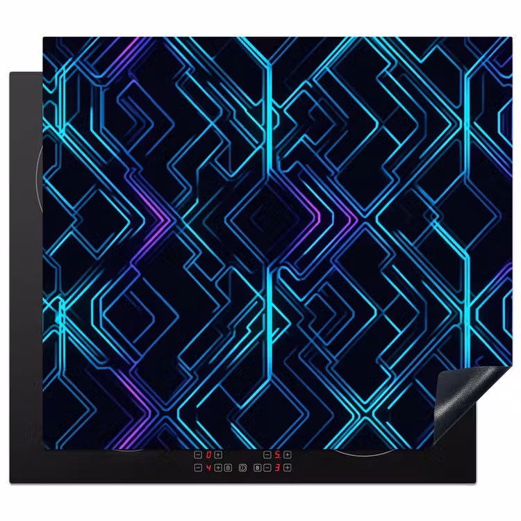 Protector de inducción - Juego - Formas ajedrezadas - Abstracto - Neón - Morado — 1