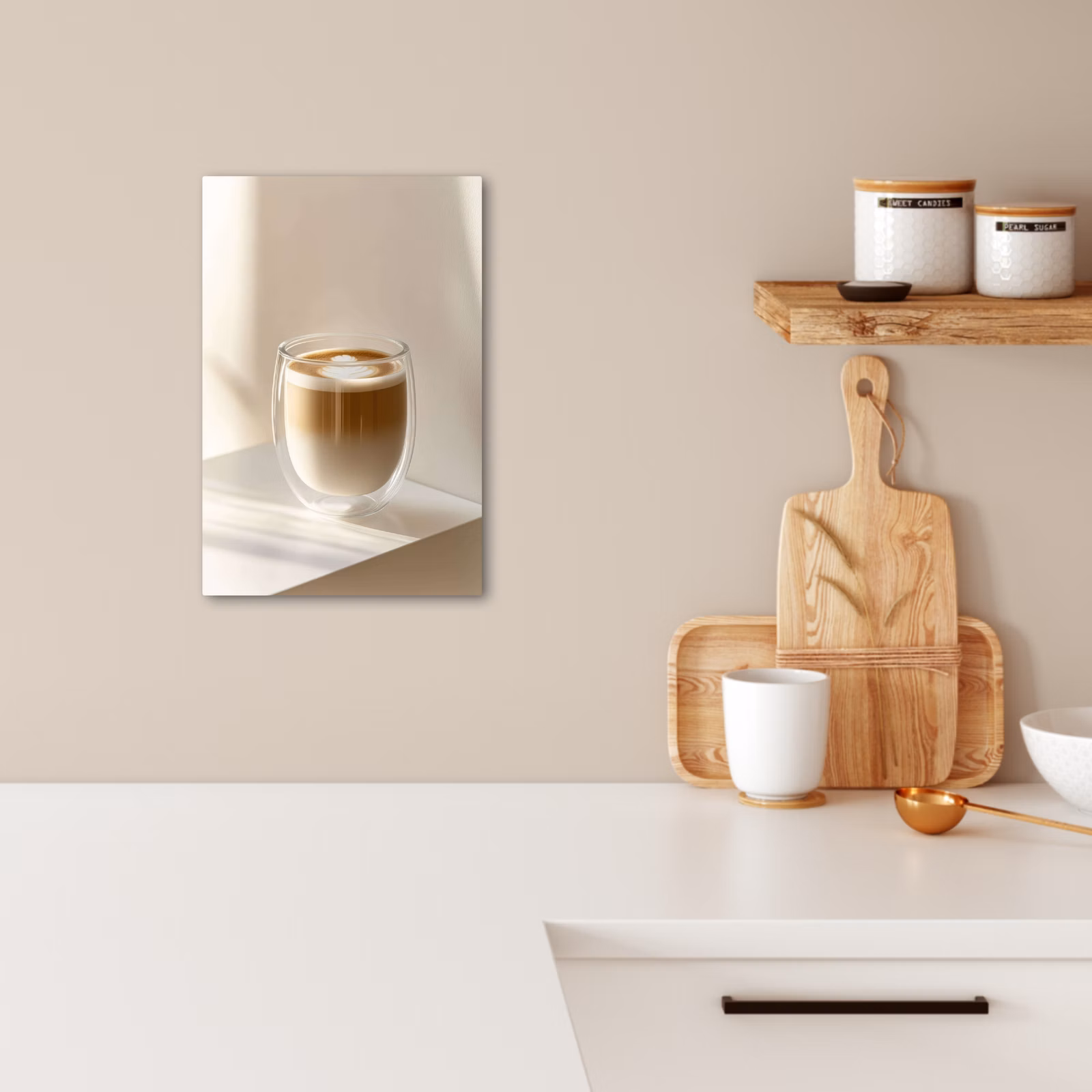 KitchenYeah - Cocina - Lienzo - Taza - Latte - Minimalista - Sombra — 1