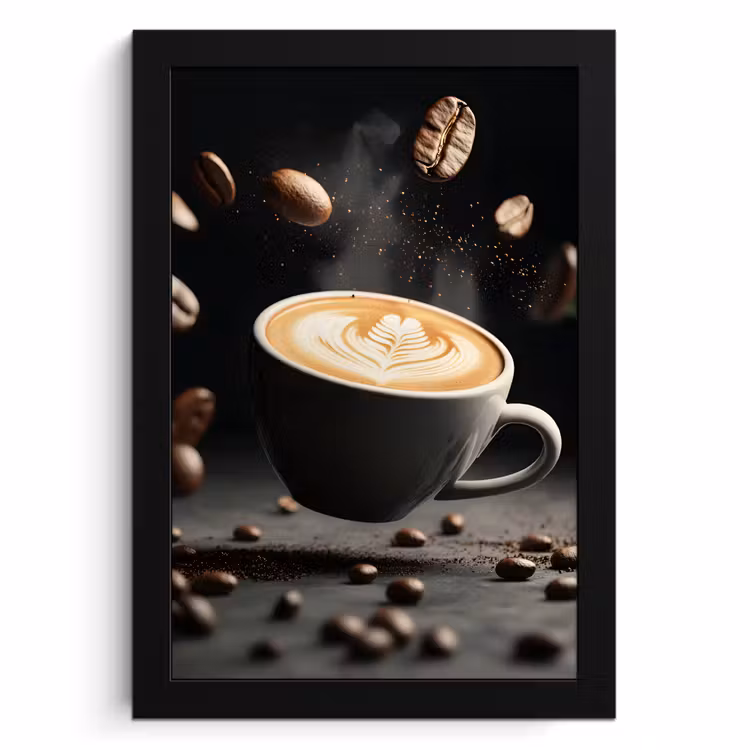 Cuadros enmarcados - Capuchino - Taza - Judías - Marrón — 1