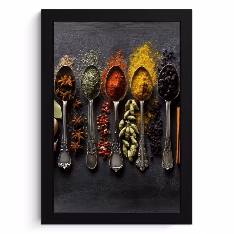 Cuadros enmarcados - Cucharas - Especias - Canela - Chili — 1