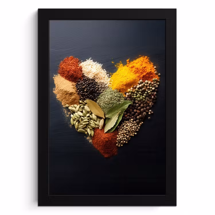 Cuadros enmarcados - Especias - Mix - Forma de corazón - Negro — 1