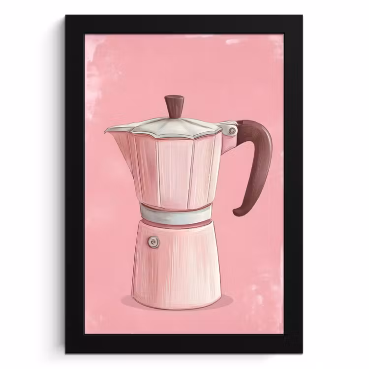 Cuadros enmarcados - Rosa - Taza - Ilustración - Café — 1