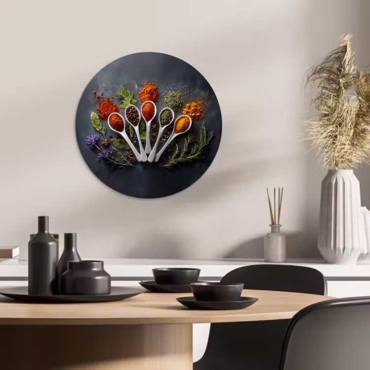 KitchenYeah - Cocina - Círculo mural Forex - Cucharas - Blancas - Polvo - Especias — 3