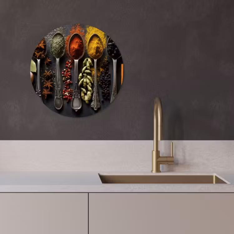 KitchenYeah - Cocina - Círculo mural Forex - Cucharas - Especias - Canela - Chili — 2