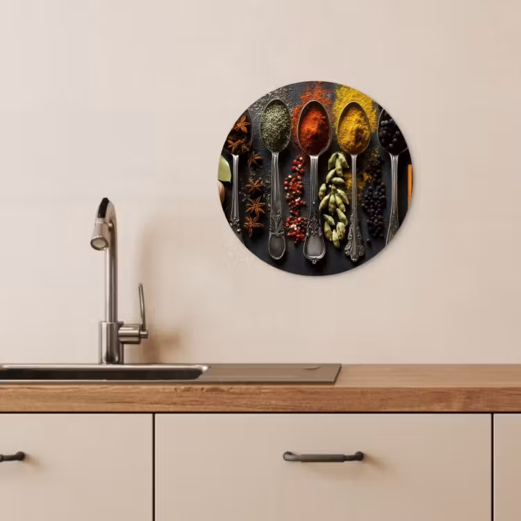 KitchenYeah - Cocina - Círculo mural Forex - Cucharas - Especias - Canela - Chili — 3