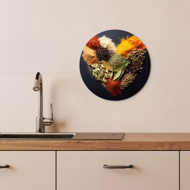 KitchenYeah - Cocina - Círculo mural Forex - Especias - Mix - Forma de corazón - Negro — 2