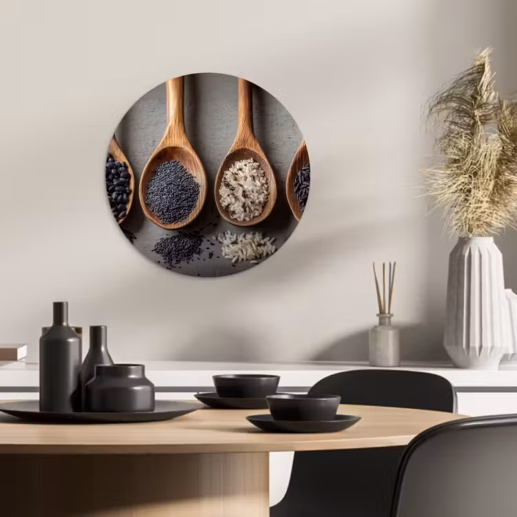 KitchenYeah - Cocina - Círculo mural Forex - Madera - Cucharas - Arroz - Semillas — 3