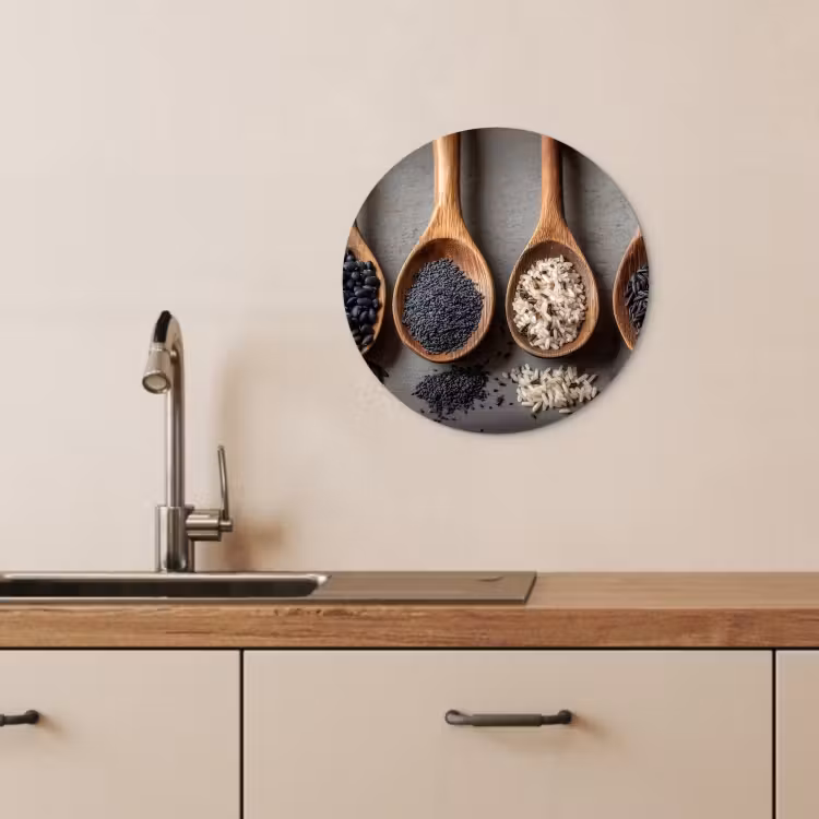 KitchenYeah - Cocina - Círculo mural Forex - Madera - Cucharas - Arroz - Semillas — 4