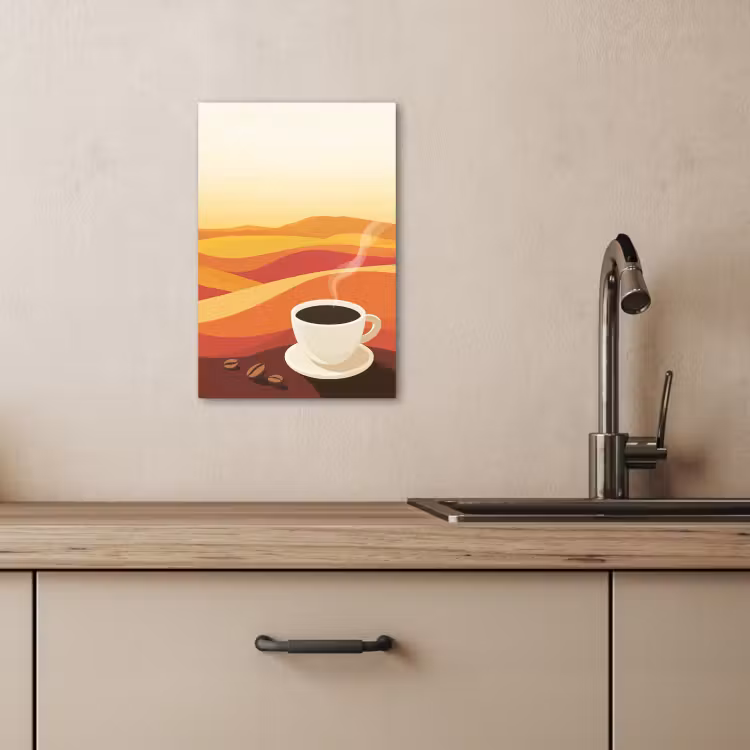 KitchenYeah - Cocina - Lienzo - Café - Paisaje - Naranja - Granos de café — 2