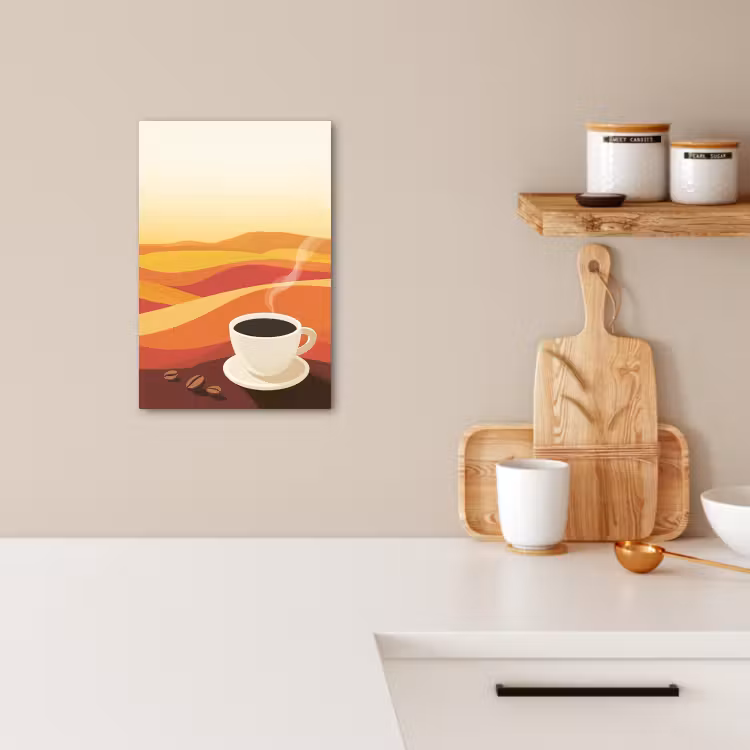 KitchenYeah - Cocina - Lienzo - Café - Paisaje - Naranja - Granos de café — 4