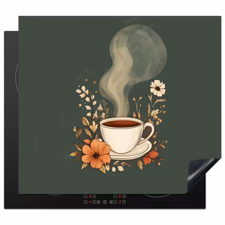 Protector de inducción - Taza - Flores - Verde - Café — 1