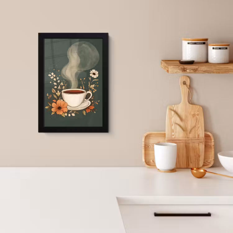 Cuadros enmarcados - Taza - Flores - Verde - Café — 2
