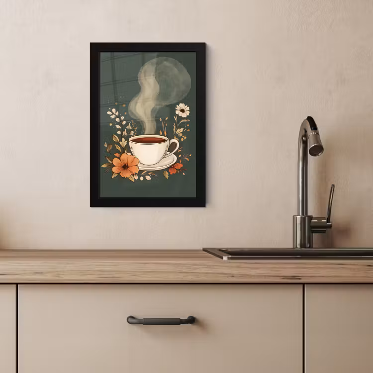 Cuadros enmarcados - Taza - Flores - Verde - Café — 4