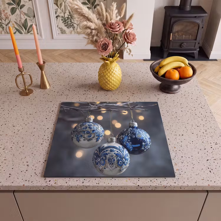 Protector de inducción - Bola de Navidad - Decorada - Azul — 3