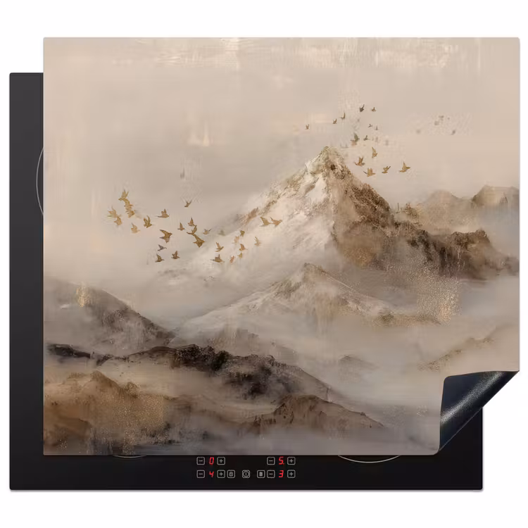 Protector de inducción - Paisaje de montaña - Niebla - Pinceladas — 1