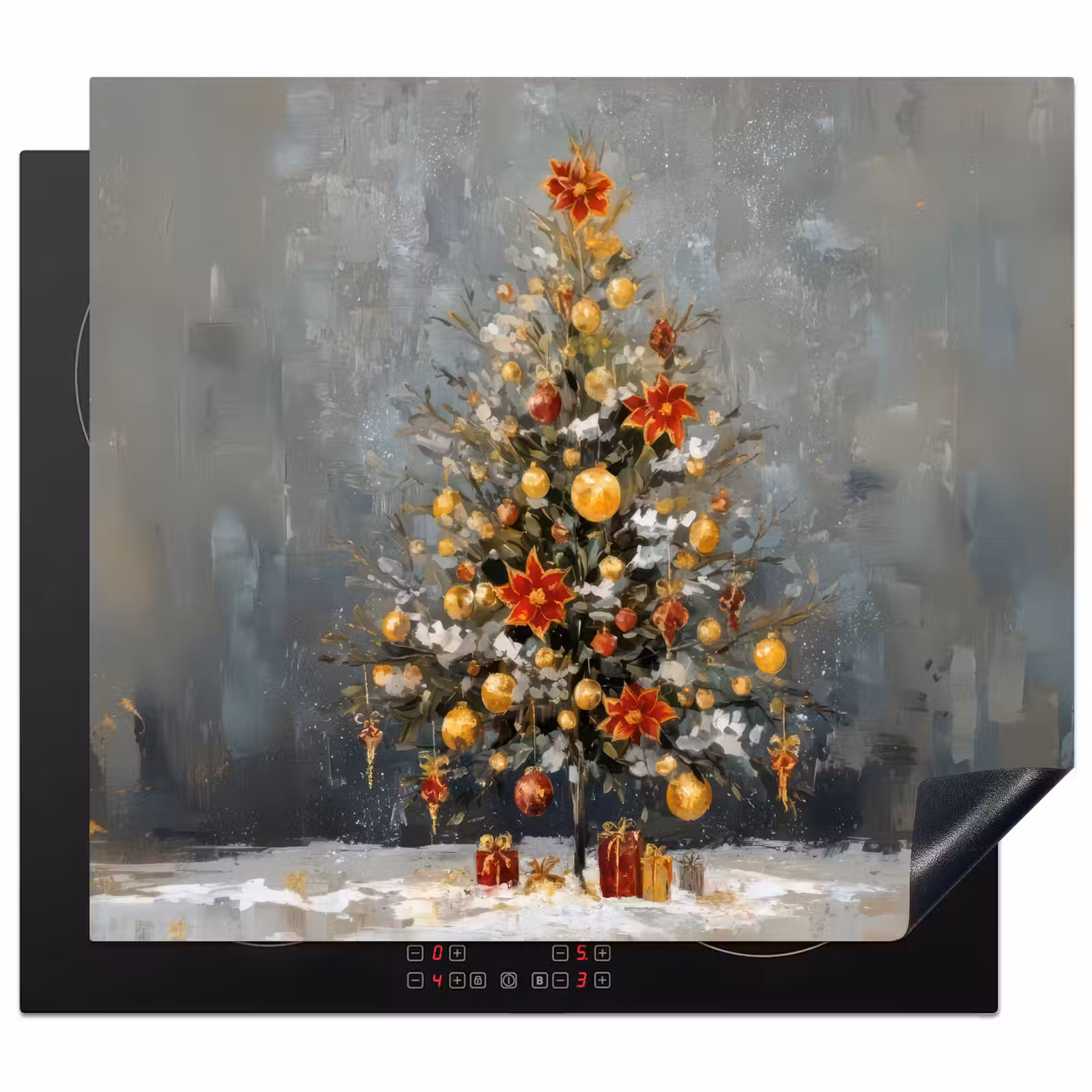 Protector de inducción - Árbol de Navidad - Regalos - Rojo - Oro — 1