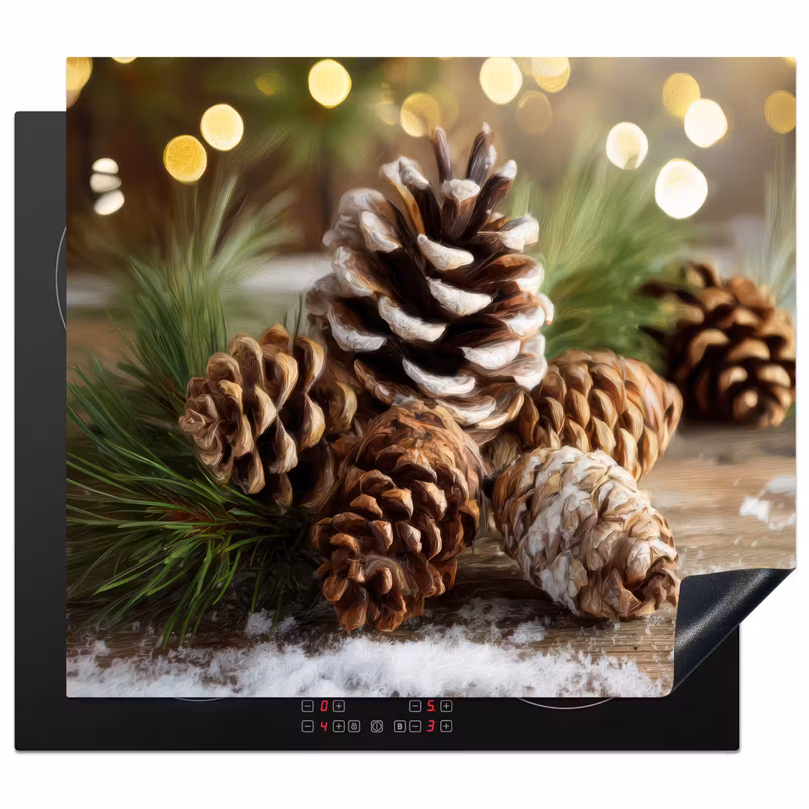 Protector de inducción - Conos de pino - Espíritu navideño - Marrón - Verde — 1