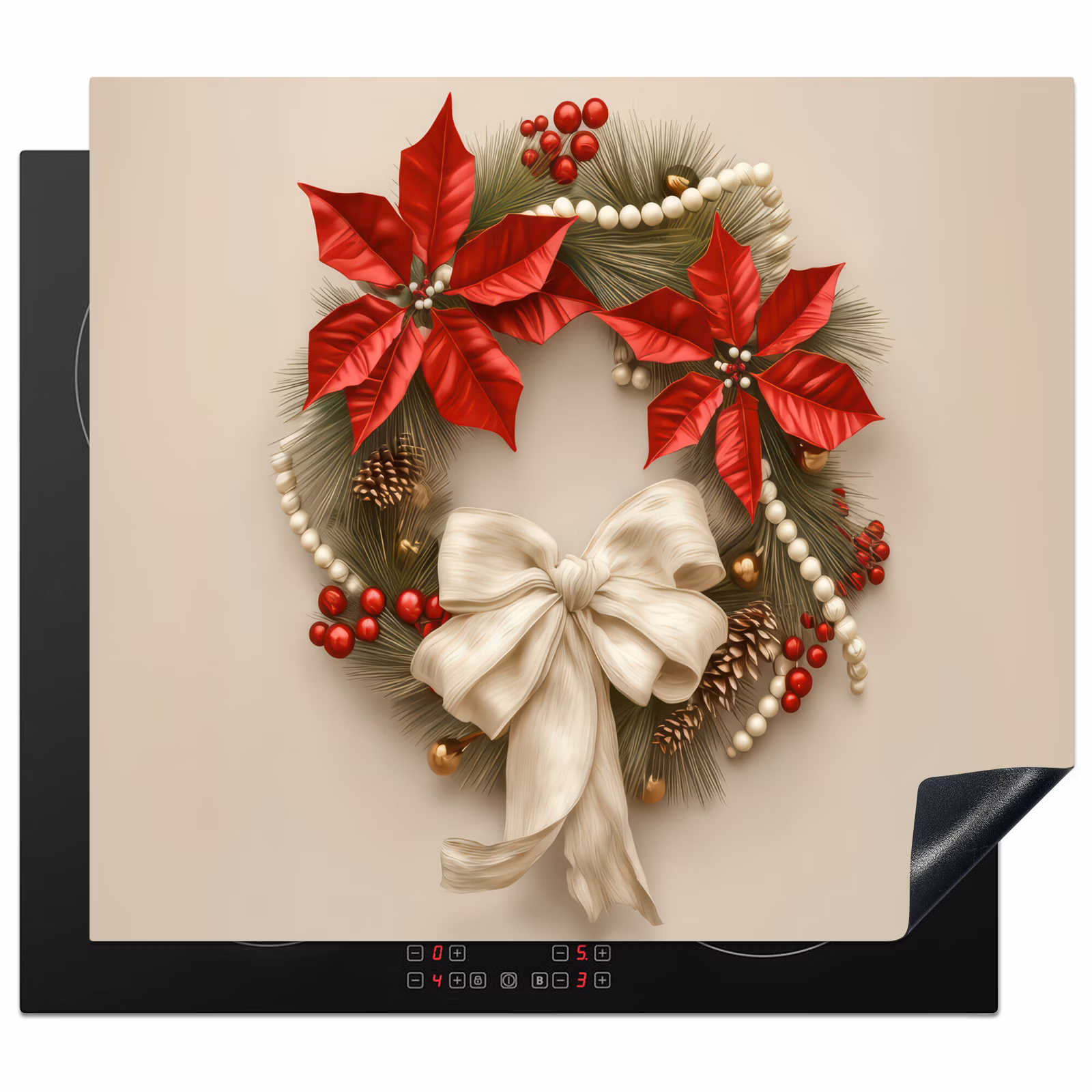 Protector de inducción - Corona de puerta - Lazo - Navidad - Rojo - Verde — 1