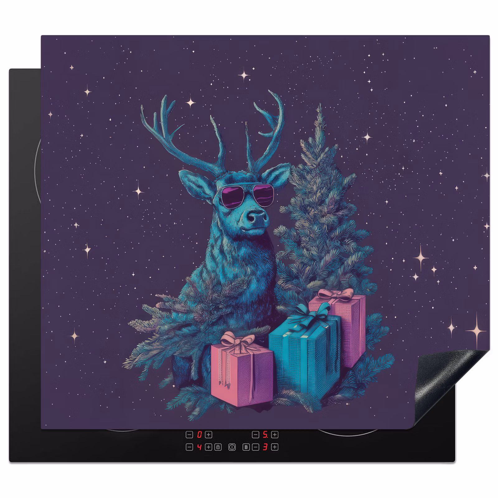 Protector de inducción - Reno - Gafas de sol - Neón - Árbol de Navidad — 1