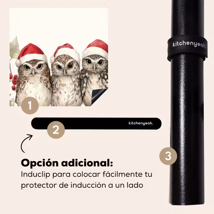 Protector de inducción - Búhos - Rama - Hojas de acebo - Gorro de Papá Noel — 8