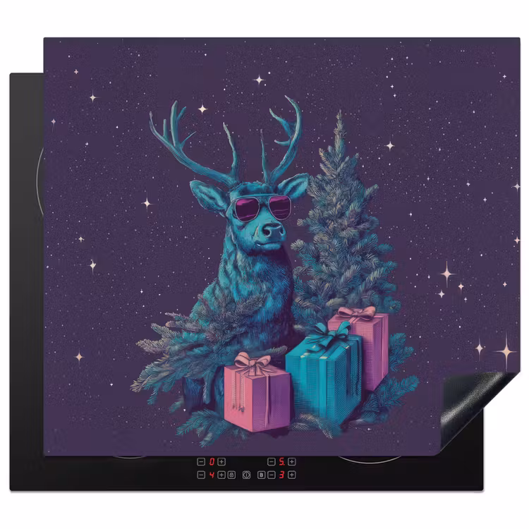 Protector de inducción - Reno - Gafas de sol - Neón - Árbol de Navidad — 1