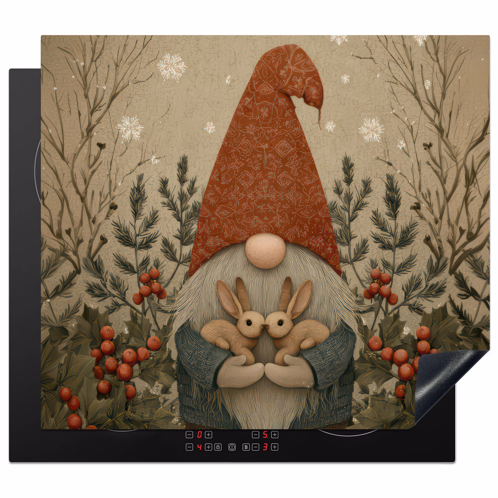 Protector de inducción - Gnomo de Navidad - Conejitos - Colorido — 1
