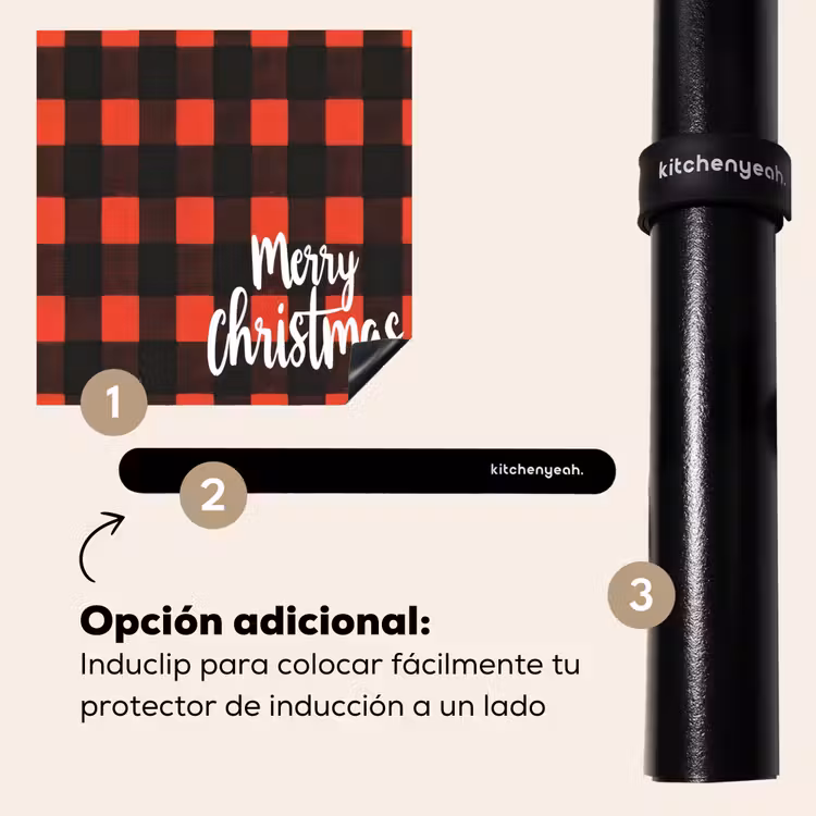 Protector de inducción - A cuadros - Rojo - Texto - Navidad — 8