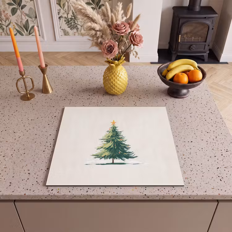 Protector de inducción - Árbol de Navidad - Ilustración - Estrella - Nieve — 3