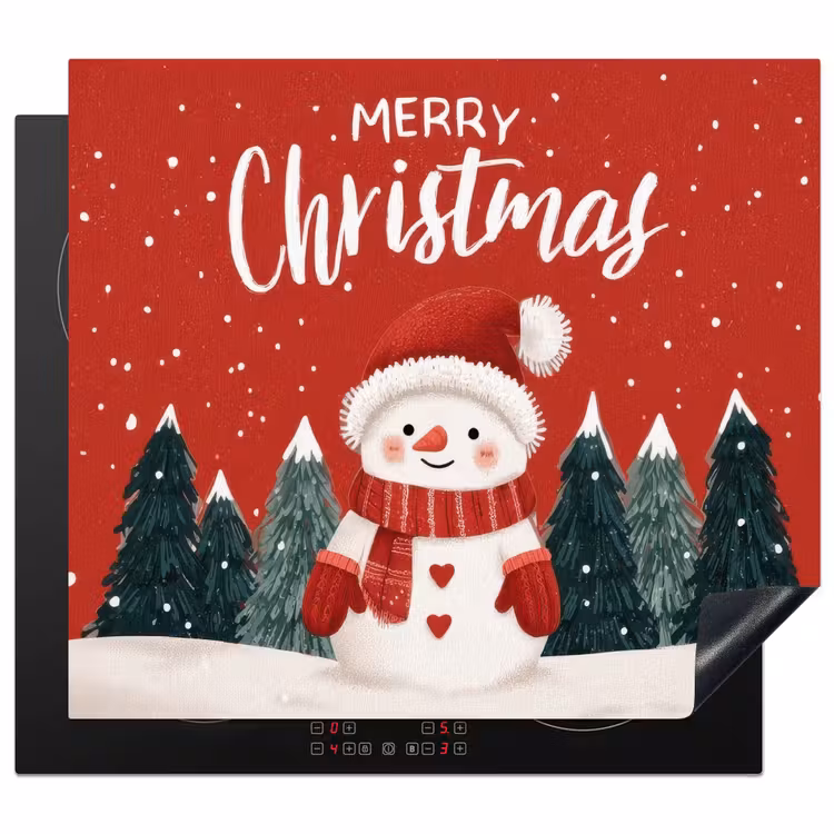 Protector de inducción - Felicitación de Navidad - Nieve - Rojo — 1