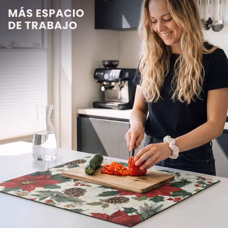 Protector de inducción - Festivo - Patrón textil - Flores navideñas - Colorido — 5
