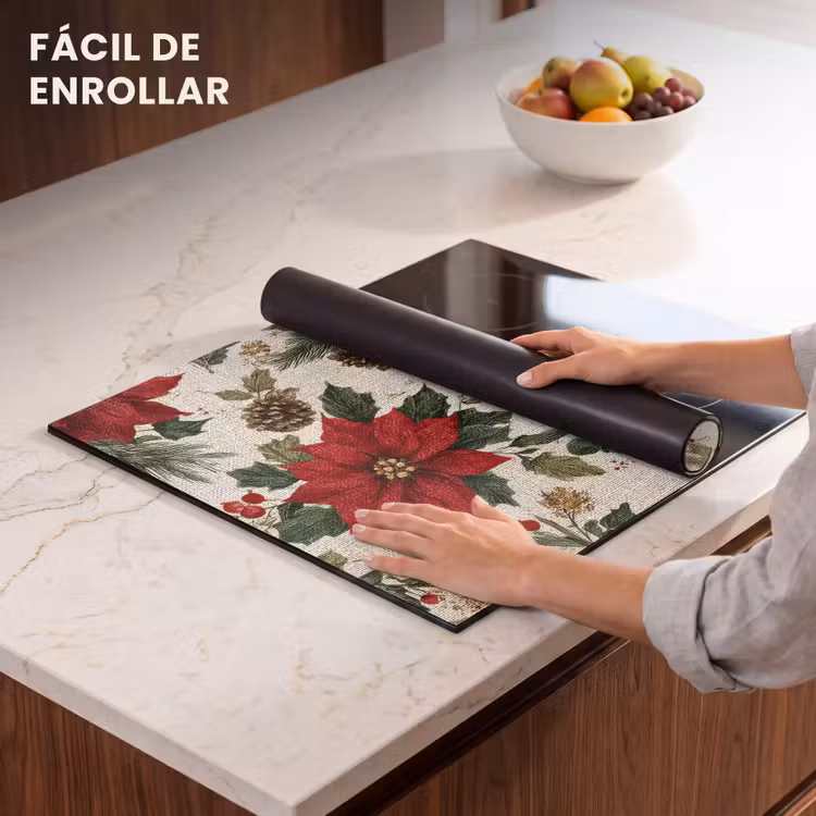 Protector de inducción - Festivo - Patrón textil - Flores navideñas - Colorido — 7