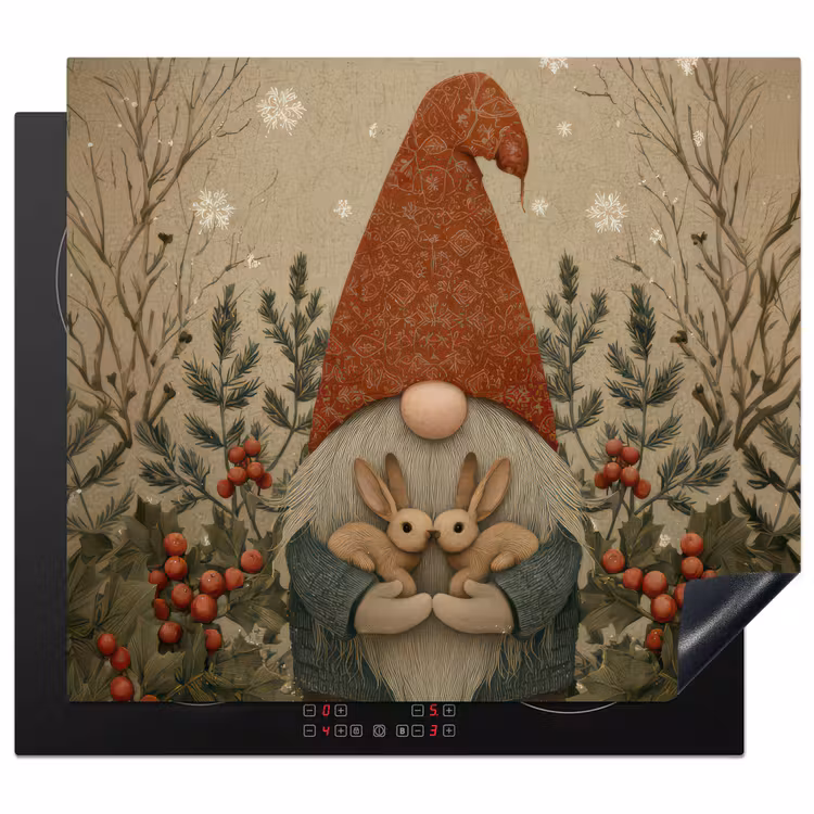 Protector de inducción - Gnomo de Navidad - Conejitos - Colorido — 1