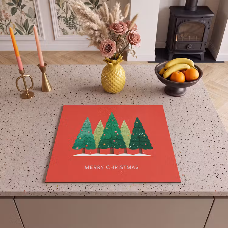 Protector de inducción - Minimalista - Árboles de Navidad - Rojo - Nieve — 3