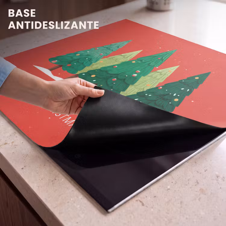 Protector de inducción - Minimalista - Árboles de Navidad - Rojo - Nieve — 6