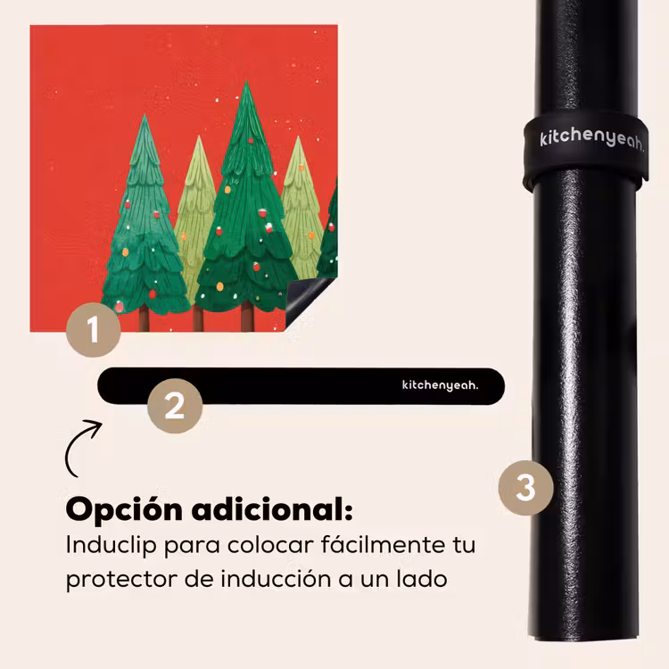Protector de inducción - Minimalista - Árboles de Navidad - Rojo - Nieve — 8
